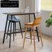 Modern PU Leather Wood Leg Bar Stool with Footrest