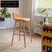 Modern PU Leather Wood Leg Bar Stool with Footrest
