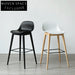 Modern PU Leather Wood Leg Bar Stool with Footrest