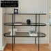 Modern Purple Glass 3-Tier Console Table - Elegant Metal Frame Display Shelf