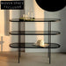 Modern Purple Glass 3-Tier Console Table - Elegant Metal Frame Display Shelf