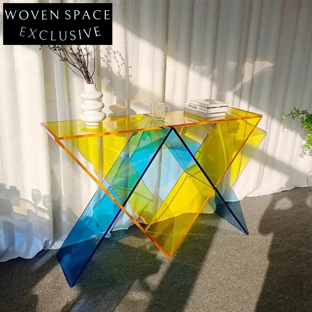 Modern Rainbow Acrylic Console Table - Versatile Hallway Entryway TV Unit