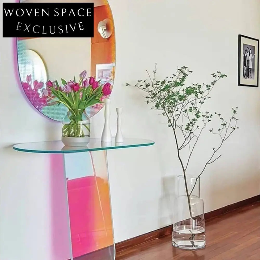 Modern Rainbow Acrylic Console Table, Vibrant Hallway Entryway Living Room Side Table