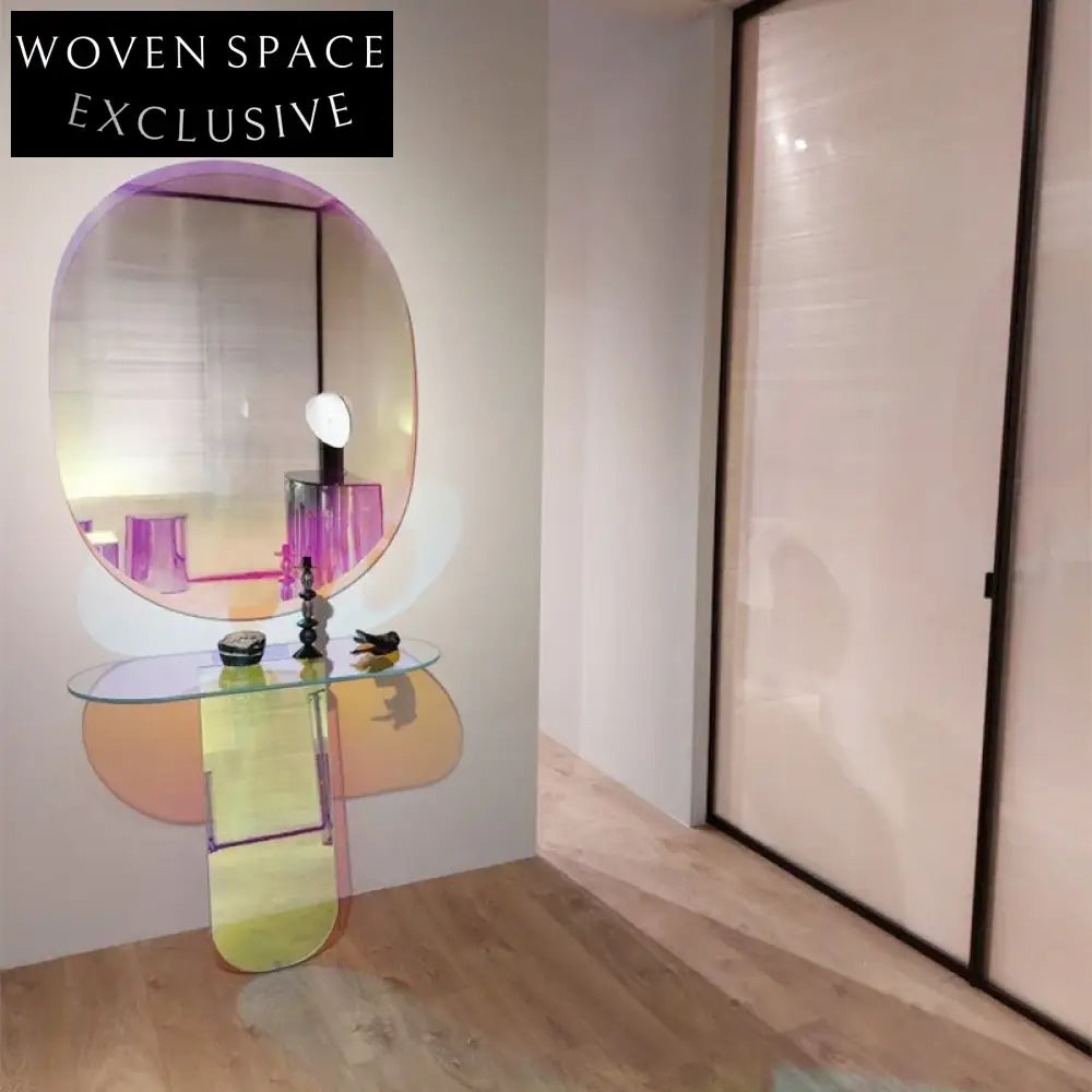 Modern Rainbow Acrylic Console Table, Vibrant Hallway Entryway Living Room Side Table