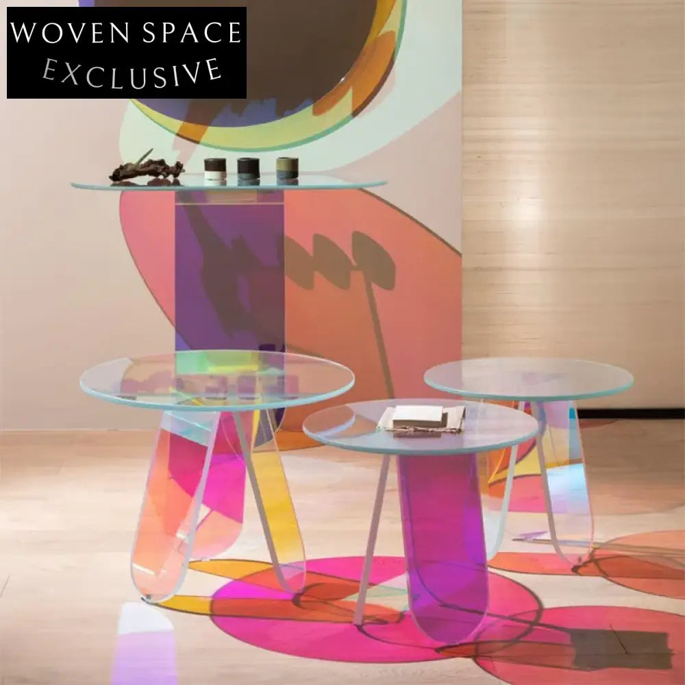 Modern Rainbow Acrylic Console Table, Vibrant Hallway Entryway Living Room Side Table