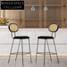 Modern Rattan Back Bar Stool with Metal Base and Fabric Cushion