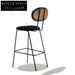 Modern Rattan Back Bar Stool with Metal Base and Fabric Cushion