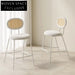 Modern Rattan Back Bar Stool with Metal Base and Fabric Cushion