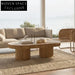 Modern Rattan Design Solid Wood Living Room Coffee Table Set