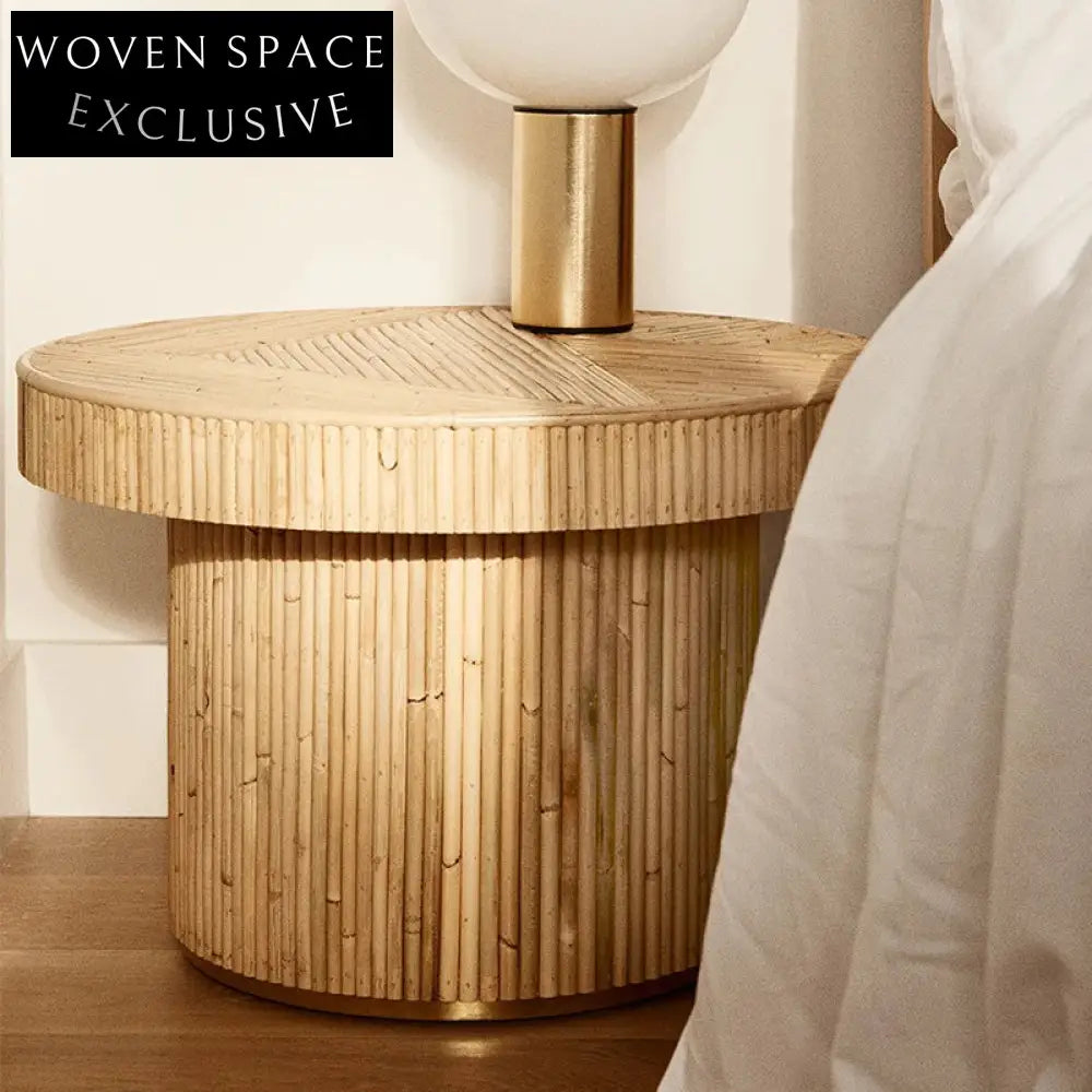 Modern Rattan Design Solid Wood Living Room Coffee Table Set