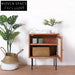 Modern Rattan Solid Wood Living Room Storage Cabinet Locker Side Sofa Organizer