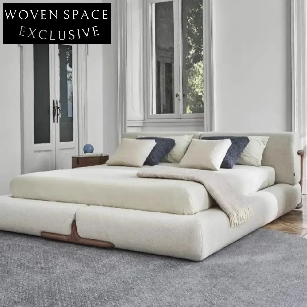 Modern Rattan Wooden Upholstered Soft Bed - Premium Hotel Bedroom Furniture