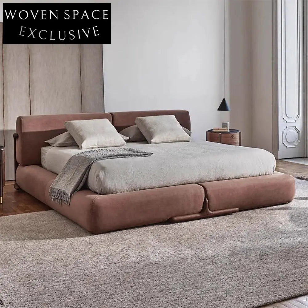 Modern Rattan Wooden Upholstered Soft Bed - Premium Hotel Bedroom Furniture