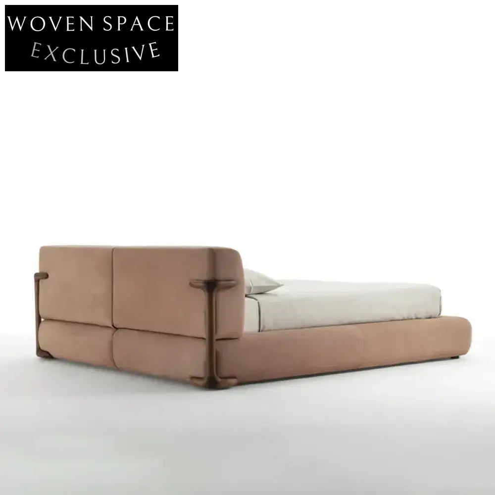Modern Rattan Wooden Upholstered Soft Bed - Premium Hotel Bedroom Furniture