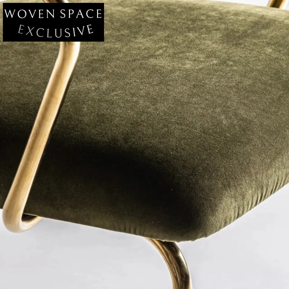 Modern Rattan Woven Fabric Metal Dining Armchair for Living Room & Restaurant