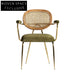 Modern Rattan Woven Fabric Metal Dining Armchair for Living Room & Restaurant