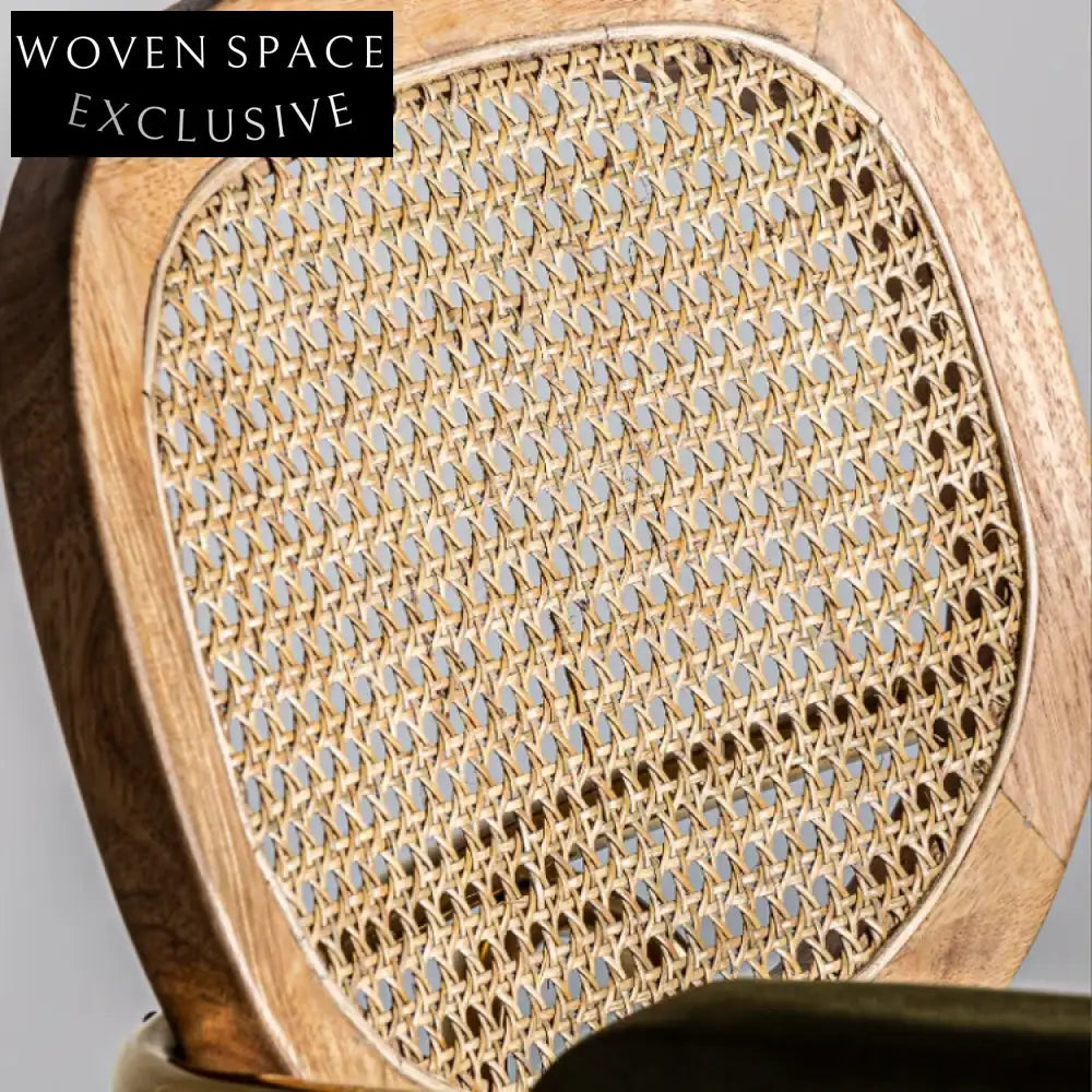 Modern Rattan Woven Fabric Metal Dining Armchair for Living Room & Restaurant