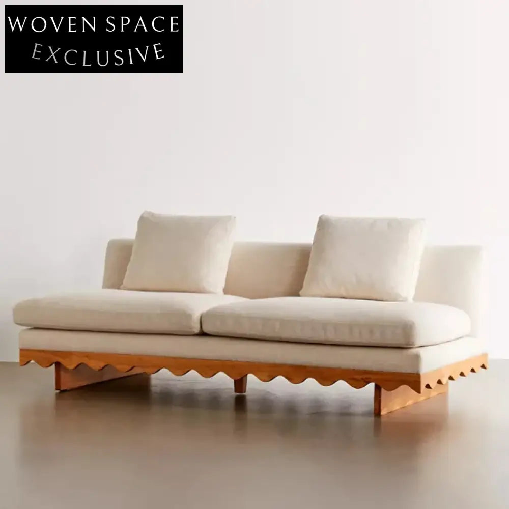 Modern Recliner Dual Fabric Sofa with Wood Legs, Living Room Double Couch