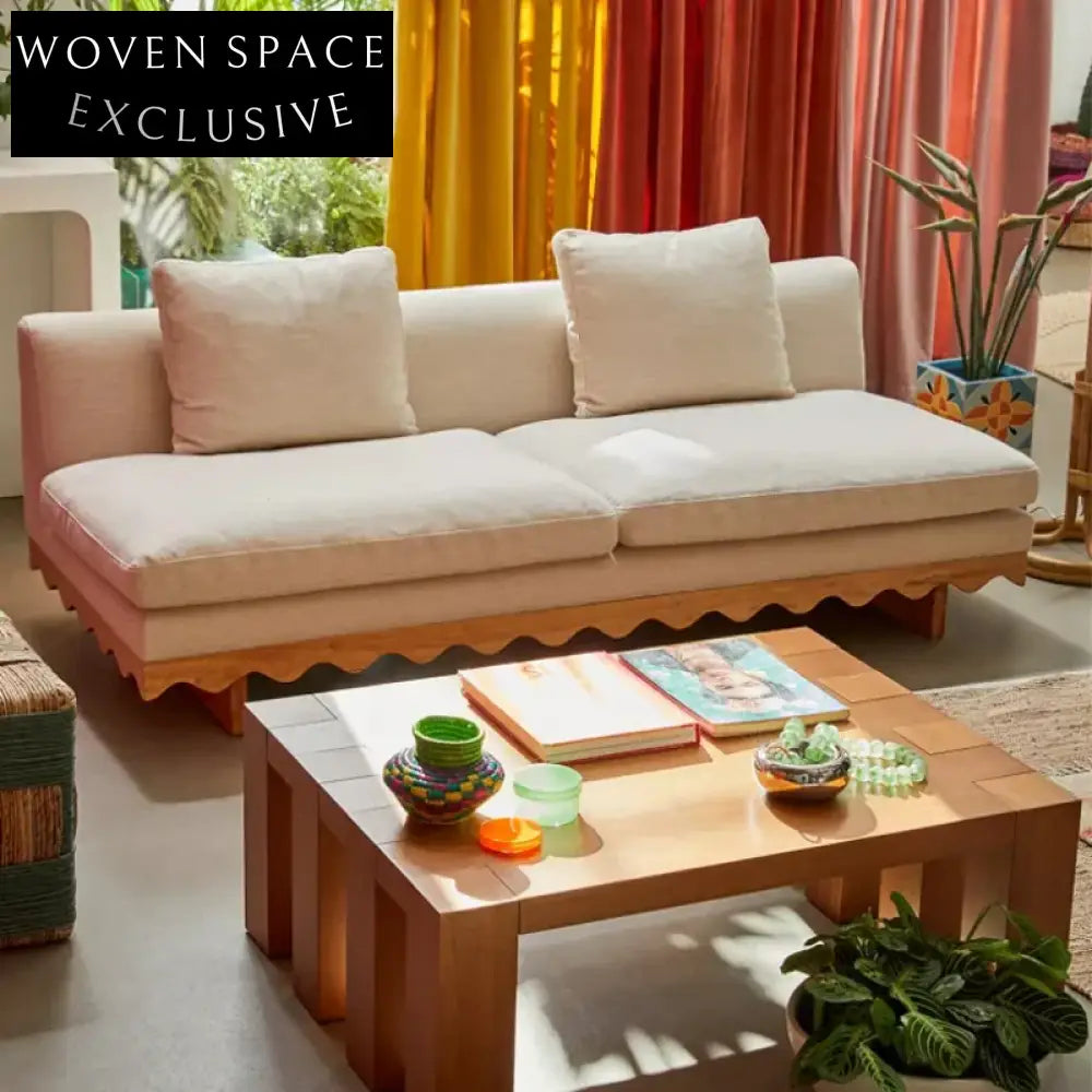 Modern Recliner Dual Fabric Sofa with Wood Legs, Living Room Double Couch