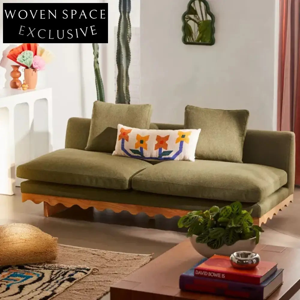 Modern Recliner Dual Fabric Sofa with Wood Legs, Living Room Double Couch