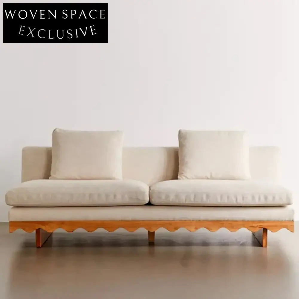 Modern Recliner Dual Fabric Sofa with Wood Legs, Living Room Double Couch