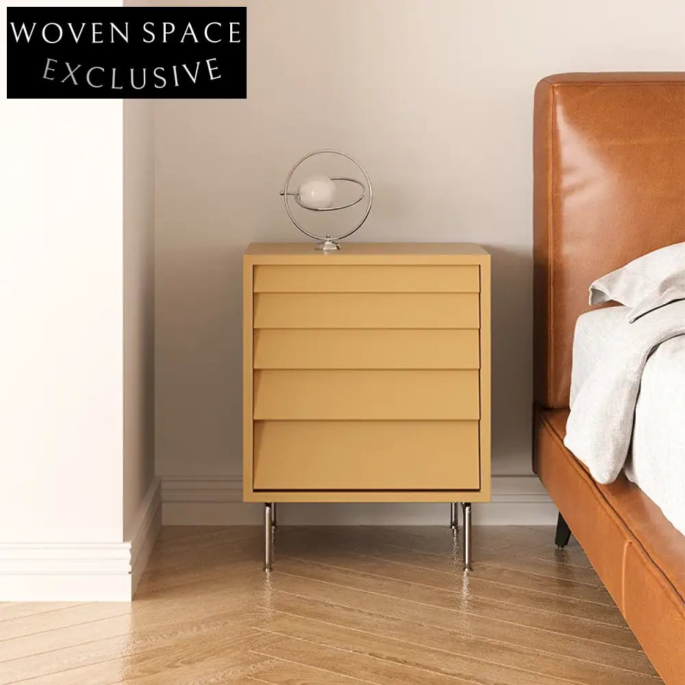 Modern Rectangle Black Bedside Nightstand with Durable Wooden Metal Drawer Table