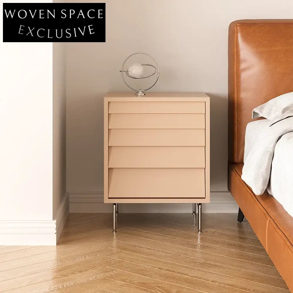 Modern Rectangle Black Bedside Nightstand with Durable Wooden Metal Drawer Table