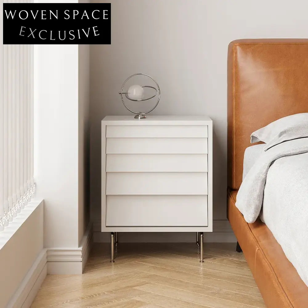 Modern Rectangle Black Bedside Nightstand with Durable Wooden Metal Drawer Table