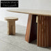 Modern Rectangle Marble Dining Table with Stainless Steel Base and Wood Veneer