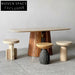 Modern Rectangle Marble Dining Table with Stainless Steel Base and Wood Veneer