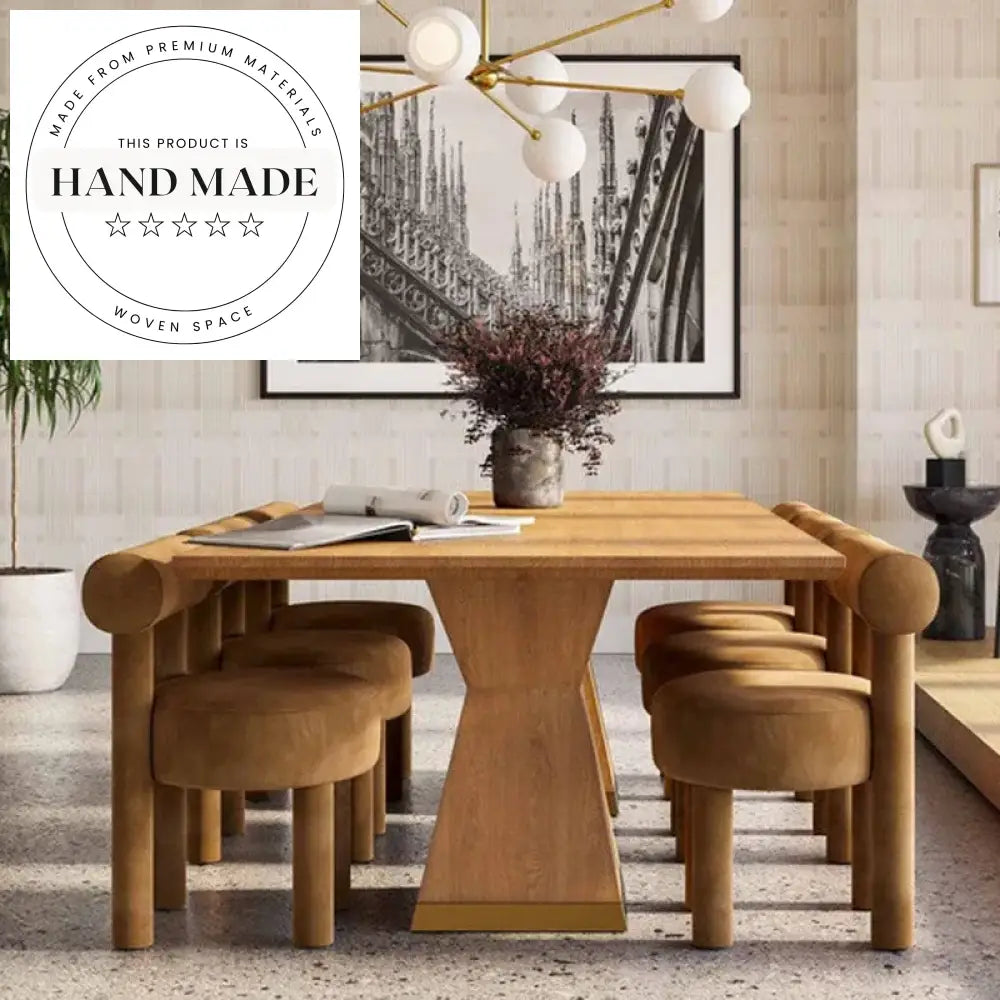 Modern Rectangle Natural Oak Wood 8-10 Seater Large Dining Table