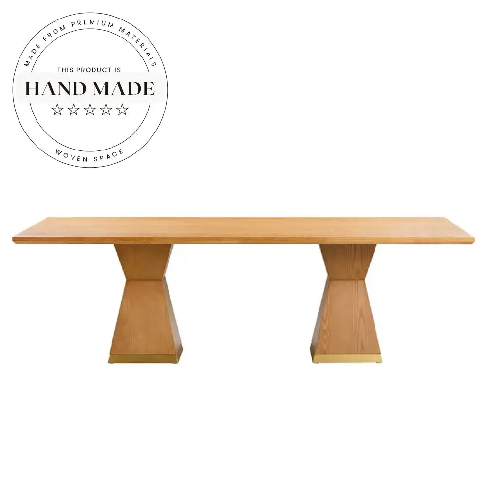 Modern Rectangle Natural Oak Wood 8-10 Seater Large Dining Table