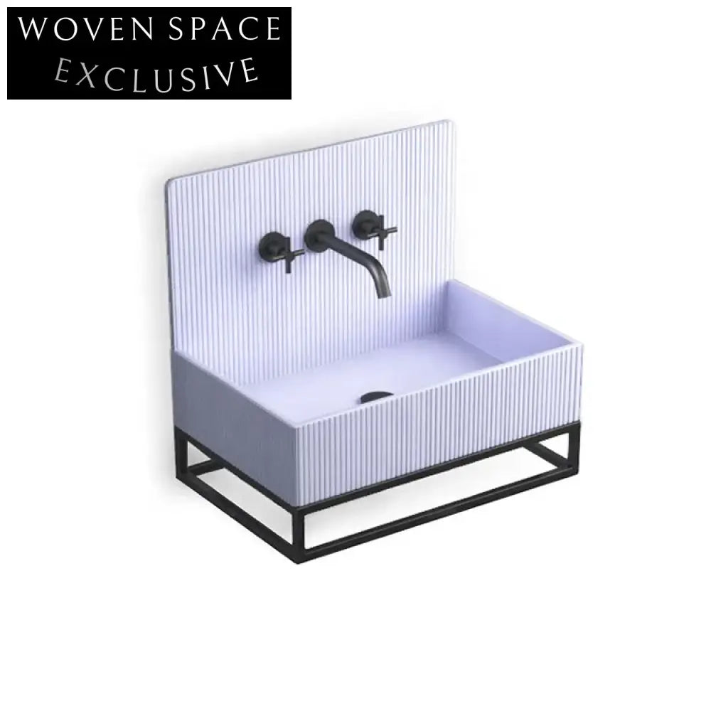 Modern Rectangle Resin Pedestal Basin, Durable Artificial Stone Bathroom Sink