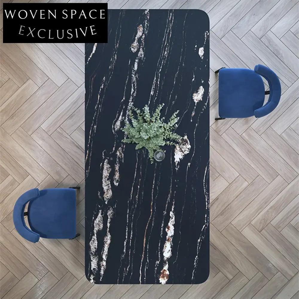 Modern Rectangle Slate Top Toughened Glass Dining Table for 6-8 People