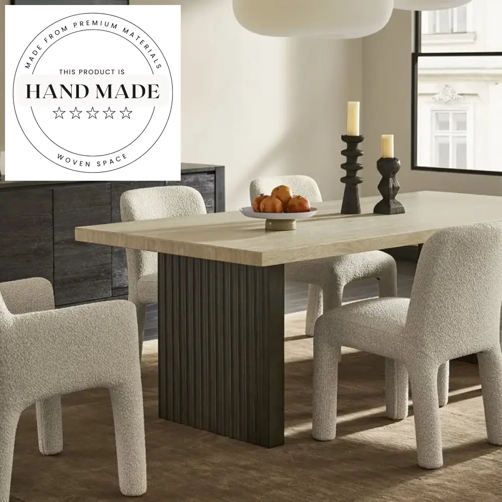 Modern Rectangle Travertine Stone Top Solid Wood Large Dining Table