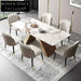 Modern Rectangular 6-Seat White Slate Top Metal Base Dining Table
