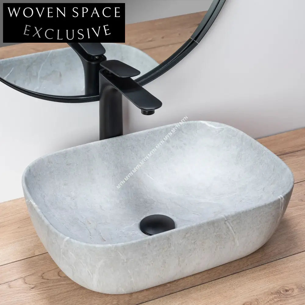 Modern Rectangular Ceramic Countertop Vessel Bathroom Wash Basin with Color Options