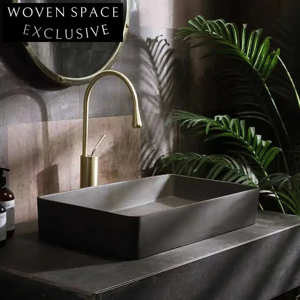 Modern Rectangular Concrete Countertop Vessel Bathroom Sink Basin