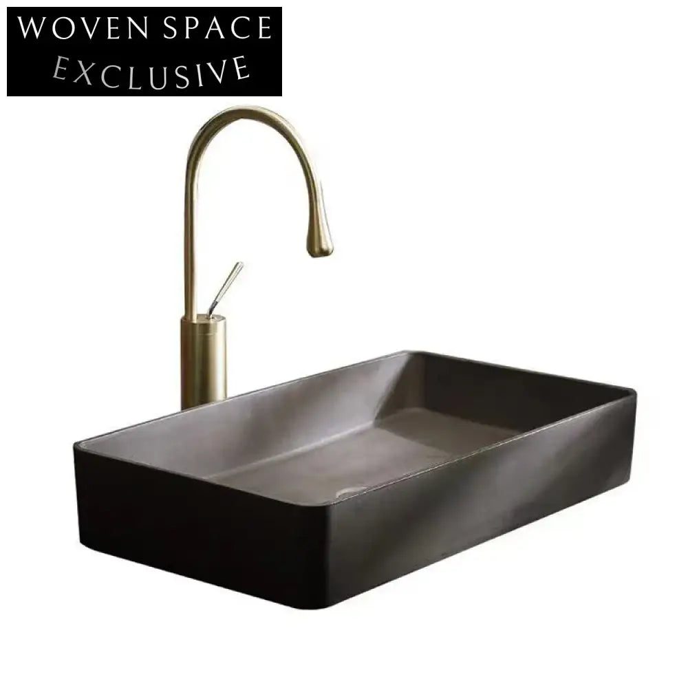 Modern Rectangular Concrete Countertop Vessel Bathroom Sink Basin