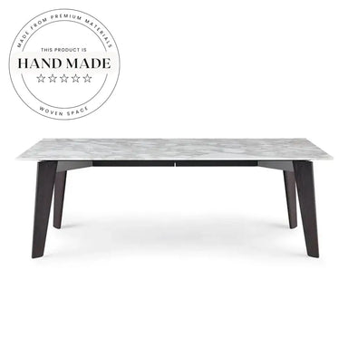 Modern Rectangular Marble and Solid Wood 6 Seater Dining Table