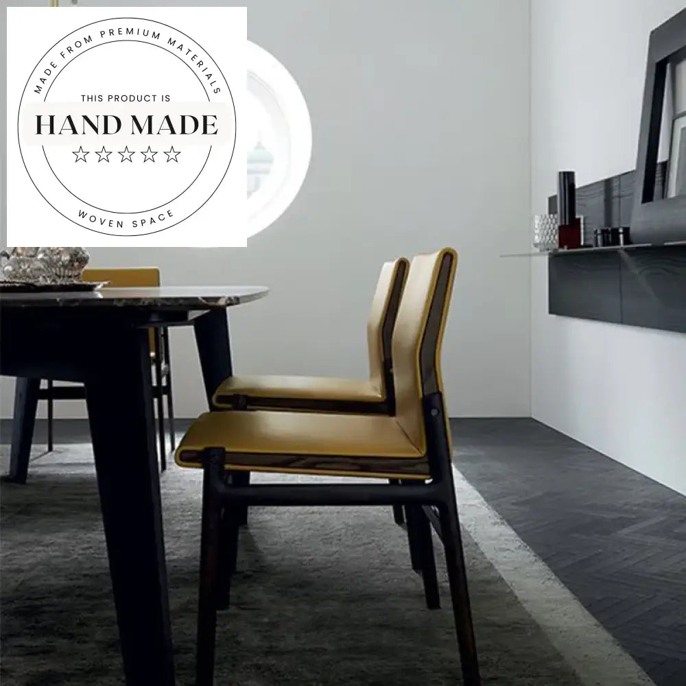 Modern Rectangular Marble and Solid Wood 6 Seater Dining Table