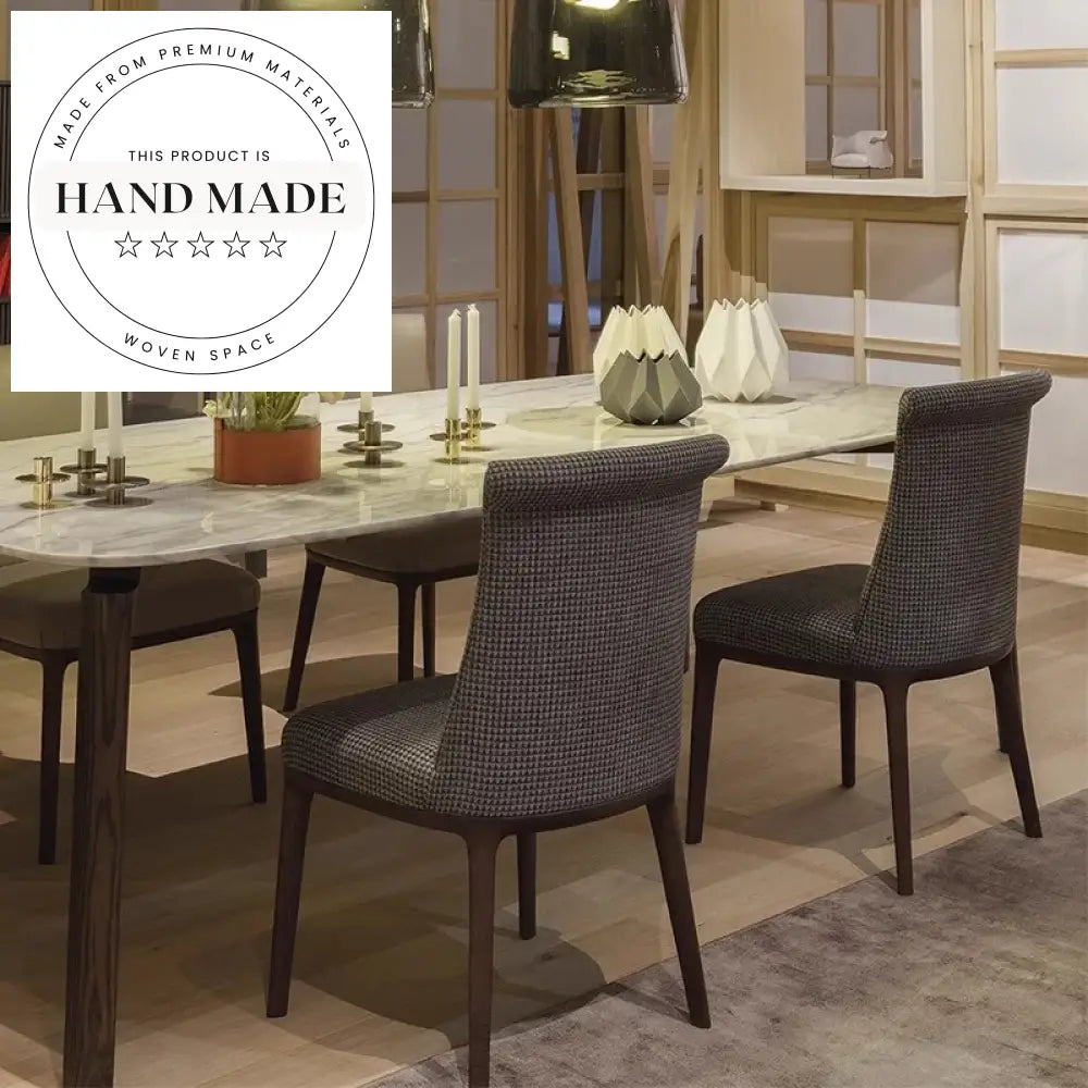 Modern Rectangular Marble Top Solid Wood Leg Dining Table