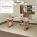 Modern Rectangular Natural Marble and Leather Luxury Dining Table Set