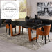 Modern Rectangular Natural Marble and Leather Luxury Dining Table Set