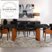 Modern Rectangular Natural Marble and Leather Luxury Dining Table Set
