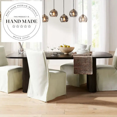 Modern Rectangular Solid Wood Black Six Seater Dining Table