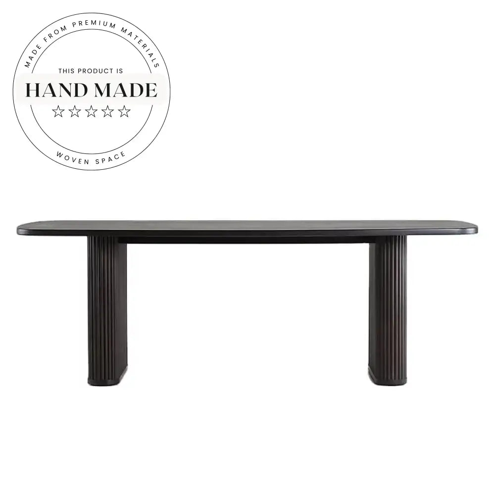 Modern Rectangular Solid Wood Black Six Seater Dining Table