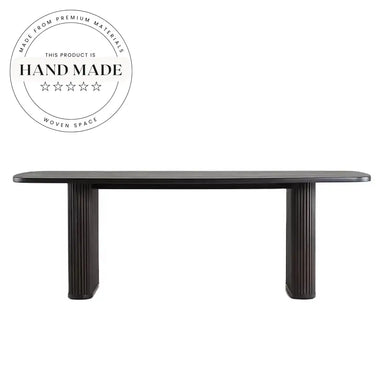 Modern Rectangular Solid Wood Black Six Seater Dining Table