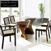 Modern Rectangular Tempered Glass Dining Table with Solid Oak Wood Legs