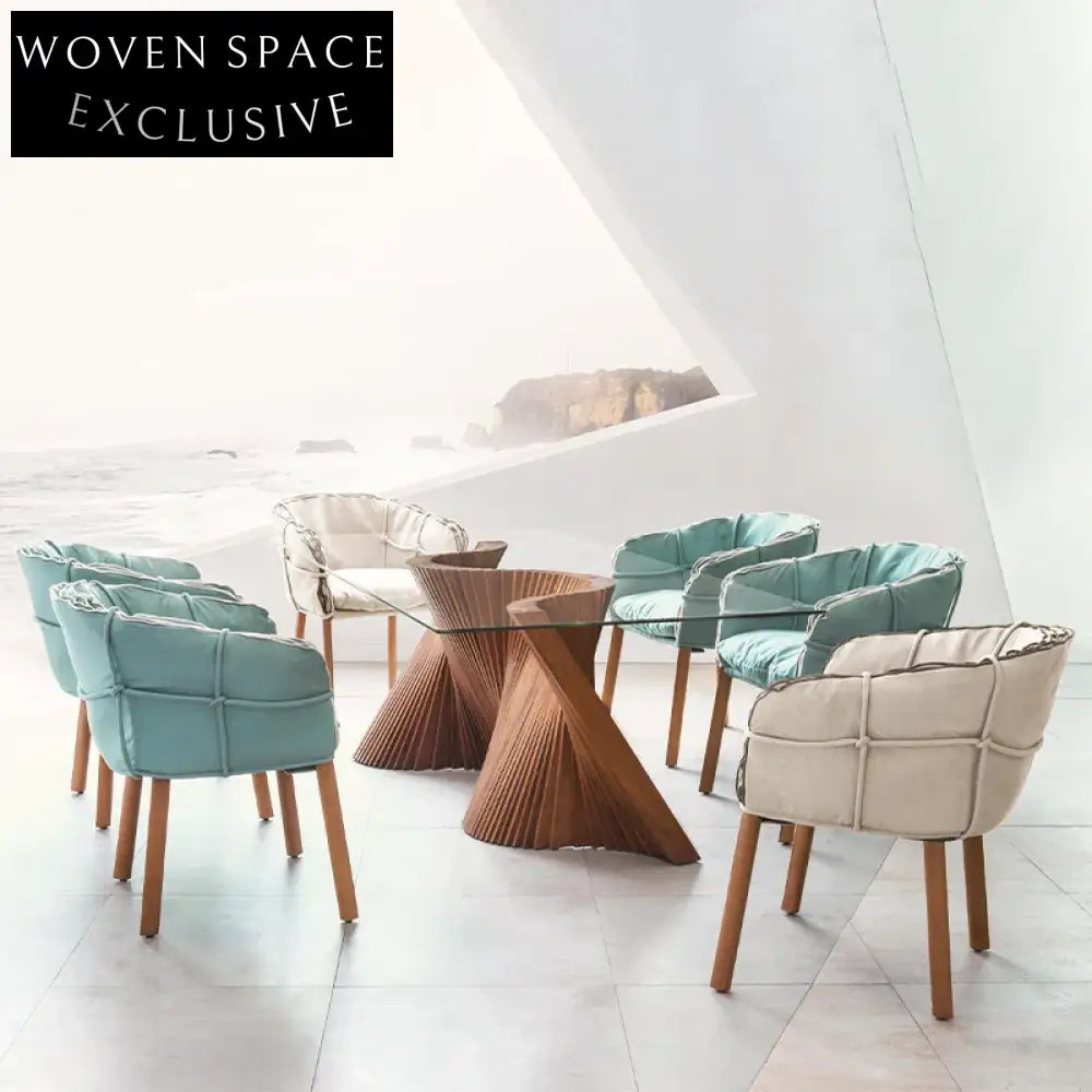 Modern Rectangular Tempered Glass Dining Table with Solid Oak Wood Legs